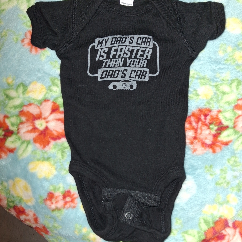 Black Baby Onesie with Fun Car Print